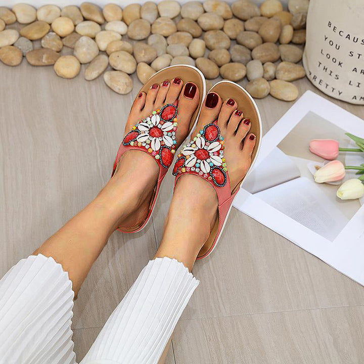 Isla Camellia Embellished Sandals by Sunday Pair