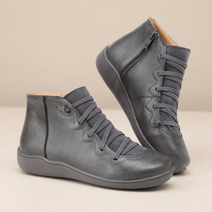 Mallory Garden Ankle Boots – Gray
