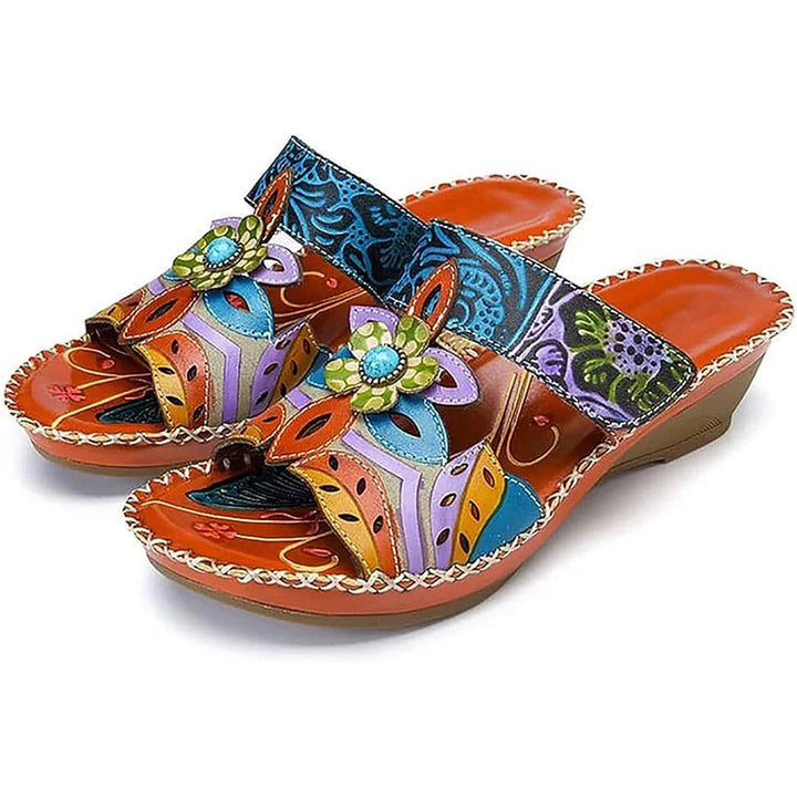 Celeste Camellia Wedge Sandals by Sunday Pair