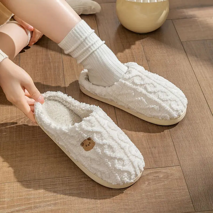 Belle Camellia Plush Slippers by Sunday Pair