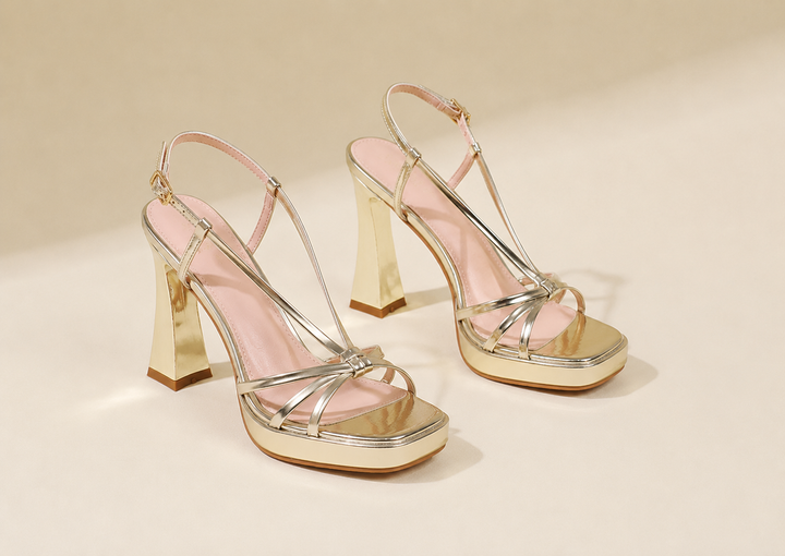 Kendall Garden Platform Heels – Gold