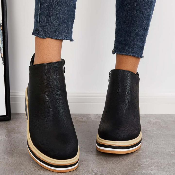 Tatum Hearth Ankle Boots – Black