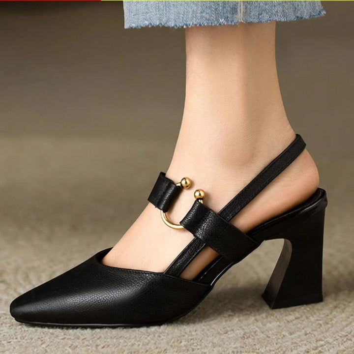 Quinn Porch Slingback Heels – Black