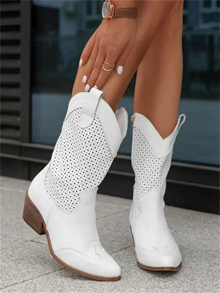 Cassidy Arbor Western Ankle Boots – White