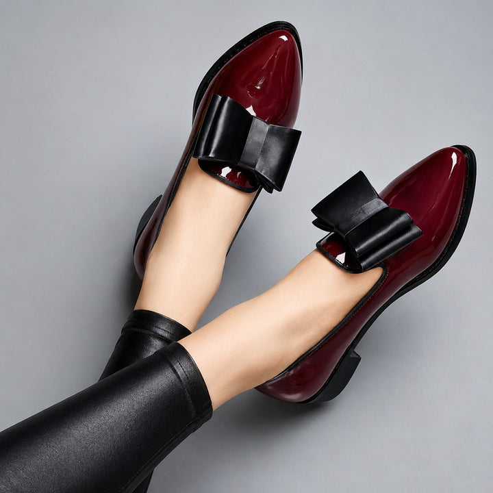 Shelby Garden Mary Jane Flats – Black/Burgundy