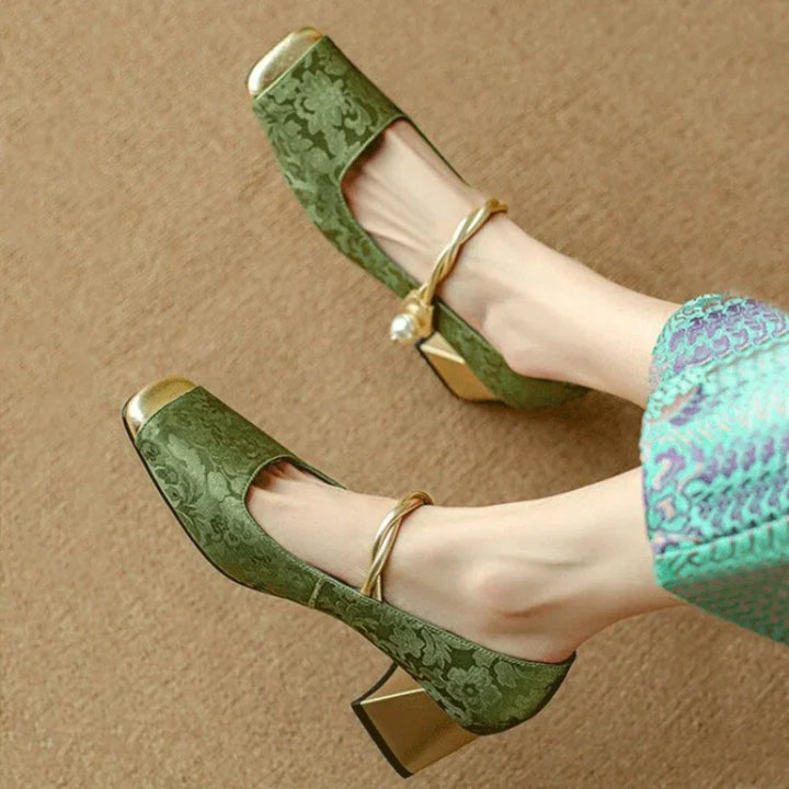 Della Camellia Block-Heel Pumps by Sunday Pair