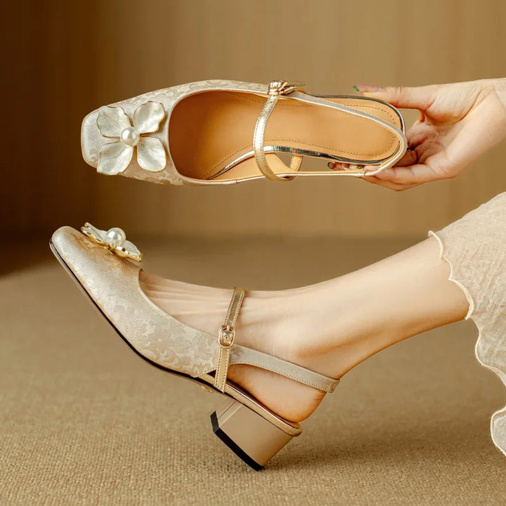 Adeline Camellia Slingback Pumps by Sunday Pair