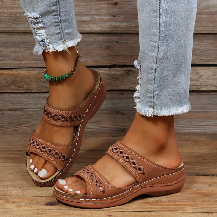 Frances Camellia Wedge Sandals by Sunday Pair