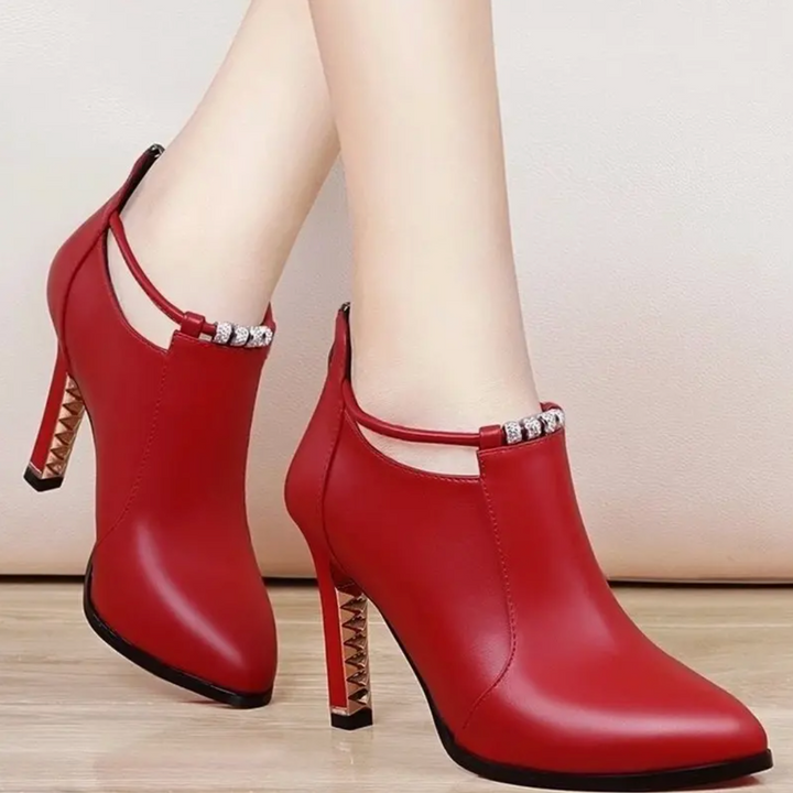 Flora Cottage Stiletto Ankle Boots by Sunday Pair