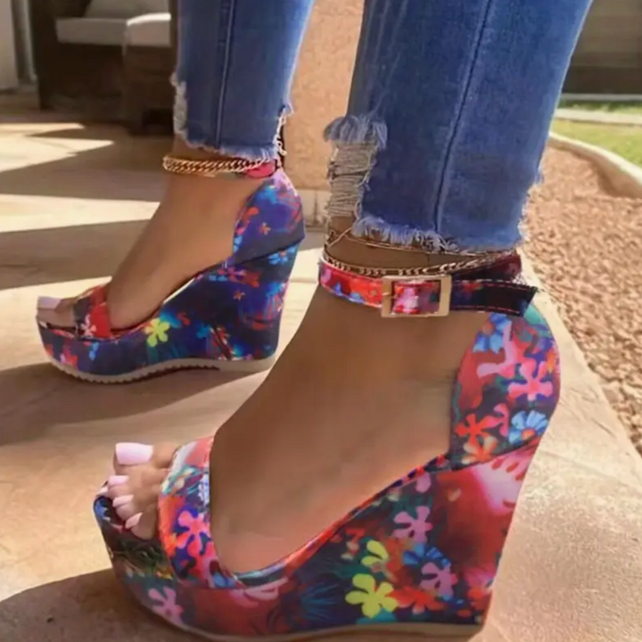 Briar Camellia Wedge Sandals by Sunday Pair