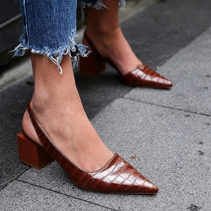 Finley Garden Slingback Heels – Dark Brown
