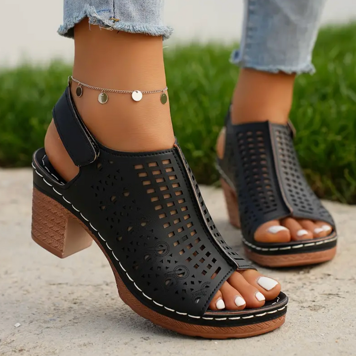 Grace Camellia Heeled Sandals by Sunday Pair